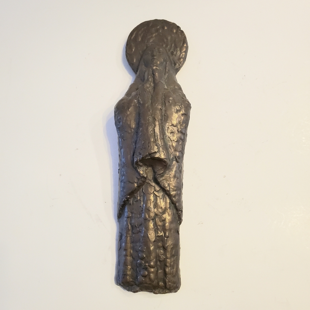 Vintage Irish Cold Cast Virgin Mary Madonna Wall Hanging Oisin Kelly